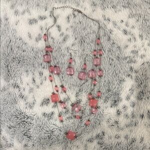 Elegant Pink Multi-Strand Necklace Set